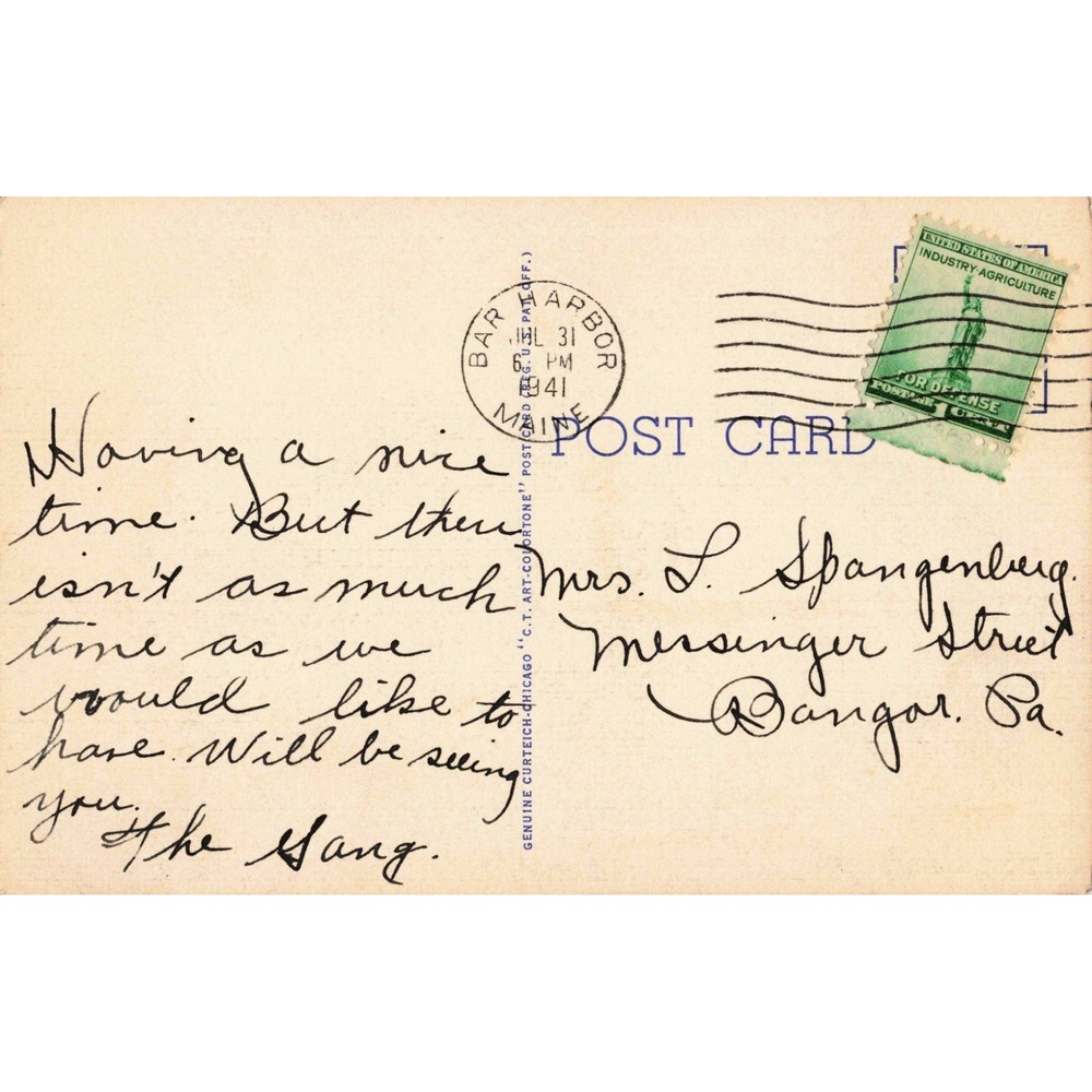 Vintage 1941 Thunder Hole Bar Harbor Acadia National Park Maine Linen Postcard - Picture 2 of 2